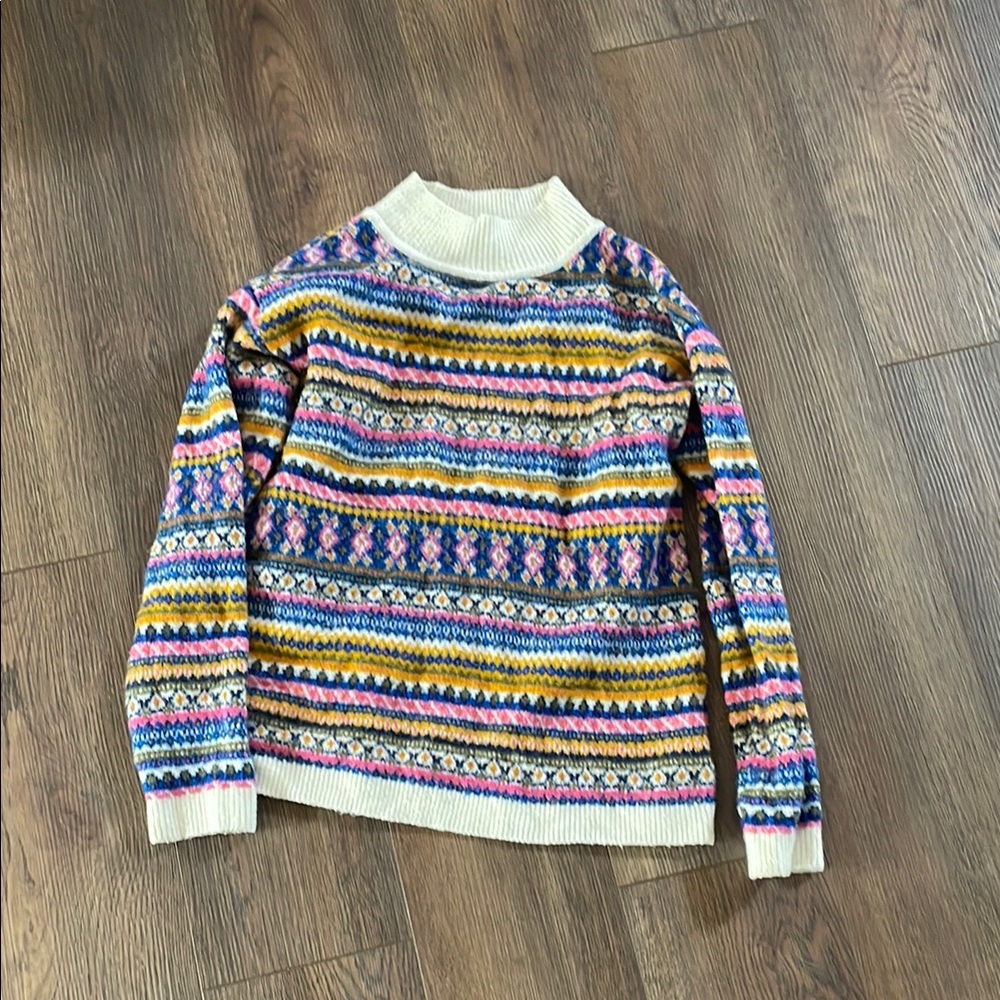 Talbots Pink and Yellow Cowl Neck Sweater